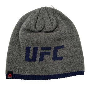 Reebok Mens OSFM Gray Navy Knit Mixed Martial Arts UFC Winter Beanie Hat NWT